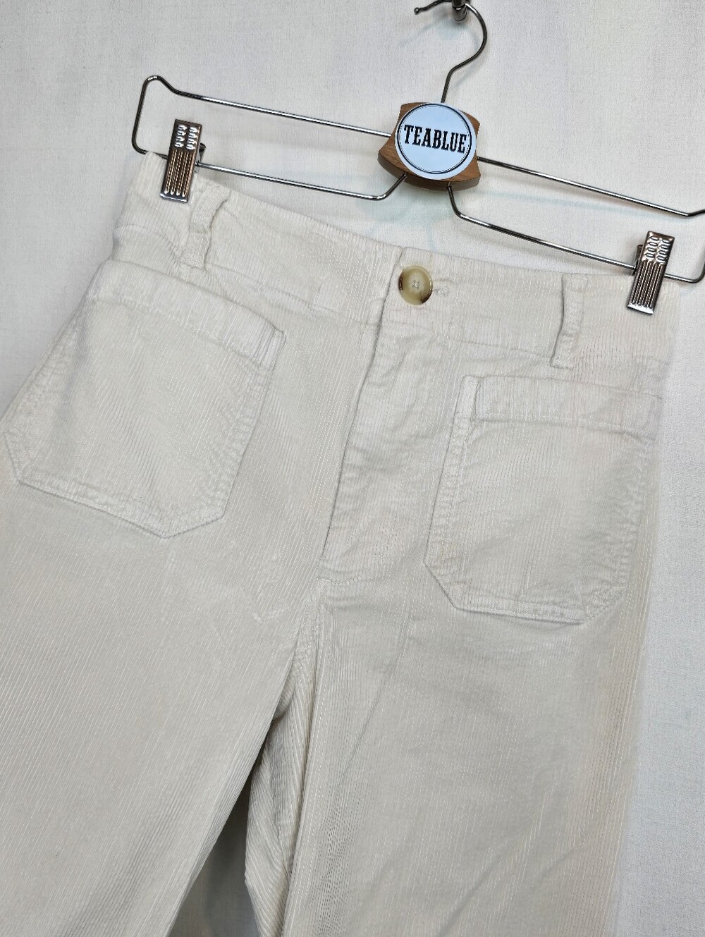 Maeve Anthropologie Colette Crop Pants Corduroy Wide Leg Trousers Cream 27 - Picture 7 of 12